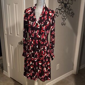 Milly of New York Red‎ and Black Long Sleeve Dress